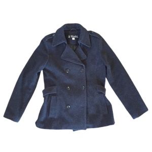 Mudd Classic Black Wool Blend Pea Coat